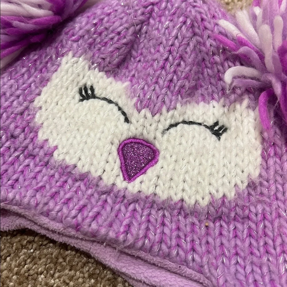PLACE Lavender Owl Fleece Lined Hat